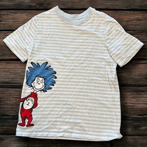 Hanna Andersson Dr. Seuss Thing 2 Striped Tee Shirt  8 Blue White *Play Hole*